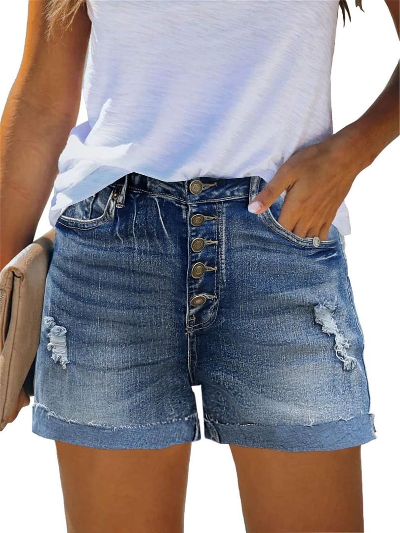 MixShe Shorts for Women 2026 Denim Pants Womens Jeans Cowboy Summer Fashion Outfits Plus Size (Blue)