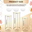 3 PCS Cylinder Pedestal Golden Metal Cake Stand for party, Acrylic Round Platforms, Pedestal stand Height (39.4", 31.5", 23.6"),Dessert Display Stand for Party, Weddings, Birthdays, Baby Showers