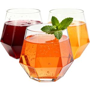 40 Pack 12oz Diamond Plastic Wine Glasses, Disposable Stemless Wine Cups - Shatterproof, Unbreakable & BPA-Free, Recyclable Drinkware for Wedding Reception, Birthday Party, New Year, Holidays & Events (Clear)