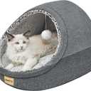 Jiupety Cute Cat Beds for Indoor Cats, Cat Cave Bed for Kittens, Large Cat Cave and Covered Cat Bed with Anti-Slip Bottom, Washable Removable Cushion, M(16"x16"x13"), Dark Gray