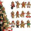 12Pcs Gingerbread Man Christmas Decorations 3 Inch Xmas Tree Ornament Set with Lanyard Acrylic Christmas Hanging Ornaments for Home Party Decor (B)