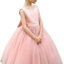 ABAO SISTER Flower Girls Satin Tulle Princess Pageant Dress for Wedding Kids Party Prom Ball Gowns Dresses (8, 01pink)