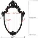 Vintage Black Wall Mirrors 16 x 24 inch, Hanging Handmade Distressed Finish Golden Shield Shape Wood Framed Ornate Antique Wall Mirror Decorative for Entryway Hallway Living Room Bathroom