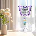 Butterfly Crystal Suncatcher Sympathy Gifts for Loss of Grandma Memorial Bereavement Gift Idea for Loss of Grandmother Sun Catchers Indoor Window Rainbow Maker Window Hanging (Purple)