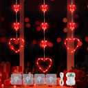 Valentines Day Window Lights, 65 LED 10 Red Heart Lights USB/Battery Operated, Timer Memory with 8 Modes Hanging Valentines Decorations Light for Valentine's Day Anniversary Wedding Decor