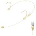 KIMAFUN Headset/Headworn Microphone Professional Earset Over Ear Hanging Condenser Mic Compatible with Audio Technica Wireless System Bodypack Transmitter, For Performance, Theater, Lecture - Beige T4