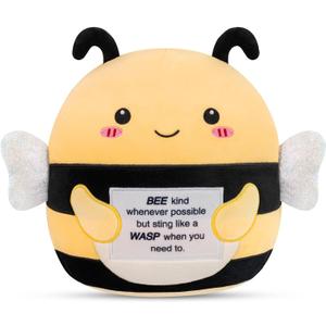 TOYSYM Bee Plush, Emotional Inspirational Support Bee Stuffed Animal, Stuffed BeePlushies Stuffy Plushie Pillow Decor Gifts for Women Men Kids Boys Girls