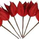 PRETYZOOM 6pcs Christmas Decorative Flowers Silk Red Xmas Decor Artificial Fake Flower for Tree Decoration