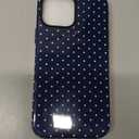 Zilkaifly Trendy Cute Hybrid 2 Layer Navy Blue Polka Dot Phone Case for iPhone 13 Pro Max,Navy