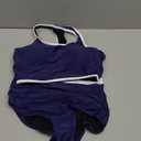 Aleumdr High Waisted Bikini Sets for Women Athletic Two Piece Color Block Tummy Control Bathing Suits (X-Small, A2 Navy Blue)