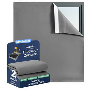 Portable Blackout Curtain No Drill Blinds, Easy Install Blackout Window Cover Bathroom Curtains, Light Blocking Window Curtain Panels Pack of 2pcs. (Gray, 29" W x 30" L)