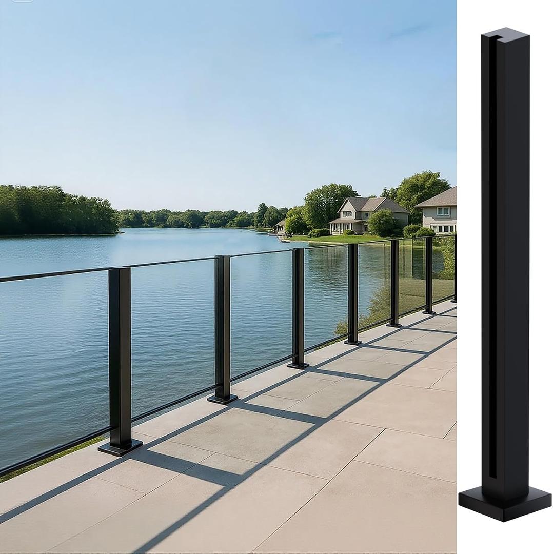 Glass Railing Post, 304 Stainless Steel Glass Balustrade, Balcony Guardrails for Balustrade Balcony Deck Stairs, Cannot Add Handrail Version(25.6‘’/ 65cm, Mid Post)