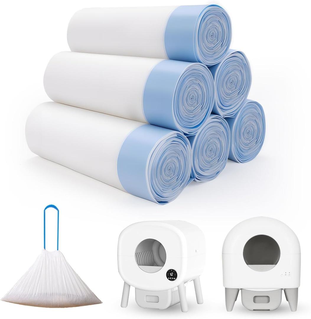 120 Count Cat Litter Box Liners for Fumoi and Fsitego Self Cleaning Litter Box, Extra Thick Heavy Duty Cat Litter Bags Replacement, 3-4 Gallons of Capacity (Blue)