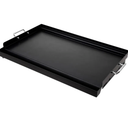 LotFun 25" x 16" Carbon Steel Cooking Griddle for Outdoor Gas Grill, Universal Griddle Flat Top Plate Insert with Grease Groove and Removable Handles for Electric/Charcoal/Gas Grill, Camping,Party