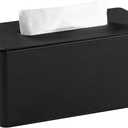 PU Leather Tissue Box Cover Rectangle Tissue Box Holder for 120-160 Count Box of Tissues (Black)