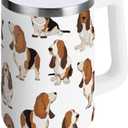 ZZXXB Basset Hound Dog Insulated Stainless Steel Water Bottle with Handle and Straw Lid Double Walled Travel Mug 30 oz