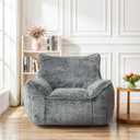 Bean Bag Chair, Bean Bag Sofa, Faux Fur Bean Bag Chairs,with armrests and a Sturdy backrest, Suitable for Apartments, Living Rooms, bedrooms, Games, Reading (Gray) (Grey)