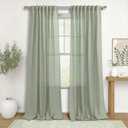 Sage Green Curtains 84 Inches Long Linen Sheer Light Green Cottage Core Curtain for Bedroom,Semi Privacy Boho Farmhouse Cottagecore Curtains for Living Room Window Baby Nursery Boy 2 Panels Set