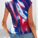 PRETTYGARDEN Women's Summer Floral Mesh Tank Tops 2025 Trendy Casual Cap Sleeve Slim Fitted Blouse Shirt Going Out Outfits (Blue, S)