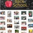 Back To School Decoration - 13'' x 5.5'' Welcome Wooden Sign With 5 Hanging Apples - Photo Hanging Display Picture Board with 30 Clips - Wall Art Classroom Wall Plaque Decor & Supplies - A01