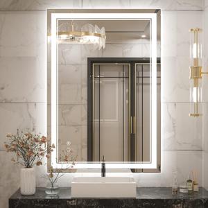Keonjinn LED Bathroom Mirror with Lights, 40 x 28 Inch Front Lighted Vanity Mirror, HD Tempered Glass, UL-Listed LED Driver, Anti-Fog, 6000K Dimmale, Memory Function, Easy Installation