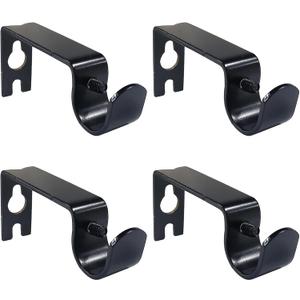 Kowibcl Curtain Rod Bracket, 4 Pcs Curtain Rod Holders, Fixed Curtain Brackets for 1/2 or 5/8 inch Rods,Black