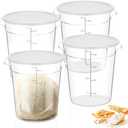Suclain 4 Pcs 4 Qt Food Storage Container Bucket with Lids Clear Proofing Containers for Dough Rise Bread with Scale Handle Round Flour Commercial Storage Bucket for Home Restaurant Food (White)
