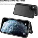 LETO for iPhone XR Case,Leather Wallet Case Flip Folio Cover with Kickstand Card Slots for Girls Women,Protective Phone Shell Black