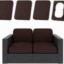 hyha 4Pcs Patio Cushion Covers, Stretch Outdoor Couch Cushion Covers Replacement, Washable Outdoor Chair/Sofa Slipcovers for Patio Furniture Cushions Protector with Elastic Bottom(Coffee,Cover Only)