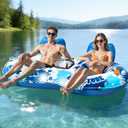 JOSEN Inflatable River Tube Float - 2 Person Heavy Duty River Float, Pool Floats Adult, Lake River Floats Water Tubes for Floating with Removable Cooler & Cupholders for Summer Relaxation