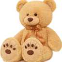 MorisMos 36in Giant Teddy Bear Stuffed Animal, Big Soft Teddy Bear Plush, Cuddly Large Bear Gift for Women, Girls, Boys Birthday, Christmas, Baby Shower (Light Brown)