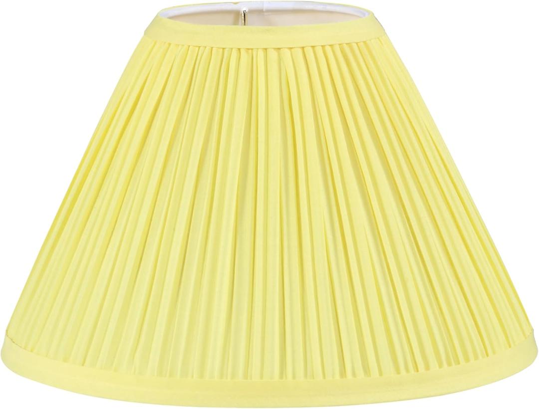 Aspen Creative 56505, Hardback Empire Transitional UNO Lamp Shade, Mushroom Pleated Canary Yellow Faux Silk Fabric, 4" Top x 10" Bottom x 7" Slant Height, Slip 33mm