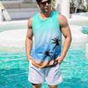Mens Beach Tank Tops Sleeveless Shirts for Men Summer American Flag Print Graphic Mens Workout Gym Shirts Palm Tree Tops (M)