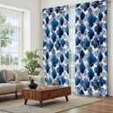 Tyrot Blue Moroccan 100% Blackout Curtains for Bedroom Abstract Geometric Black Out Curtains 63 inch Long 2 Panels Set Window Drapes Thermal Room Darkening Curtains for Living Room, 52Wx63L