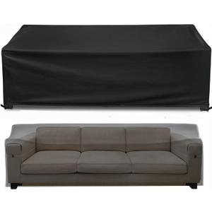 Likorlove Outdoor Couch Cover Waterproof, 104" Wx 40" Dx 35" H Patio Furniture Covers Waterproof, Windproof 3-Seater Sofa Cover Heavy Duty with Air Vent and Handles for Lawn, Backyard Deck, Black