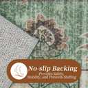 Rugs for Living Room, Lightweight Low Pile Area Rug with Non-Slip Backing Soft Carpet for Bedroom Dining Room Home Office Machine Washable Stain-Resistant Vintage (Forest Green, 6'  9')