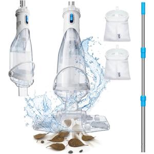 InoKraft Pool Vacuum for Above Ground Pool, Cordless Pool Vacuum for Inground Pools, Rechargeable Handheld Pool Cleaner with 18.5 GPM Suction, 60 Min Runtime, 59” Extendable Pole, 300-Mesh Filter