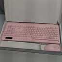 Pink Keyboard and Mouse Wireless, 2.4G Lag-Free Cute Keyboard Combo with Ergonomic Wrist Rest, Phone Holder & Batteries Included, Cordless Silent Key Board Set for Computer, PC, Windows - Trueque