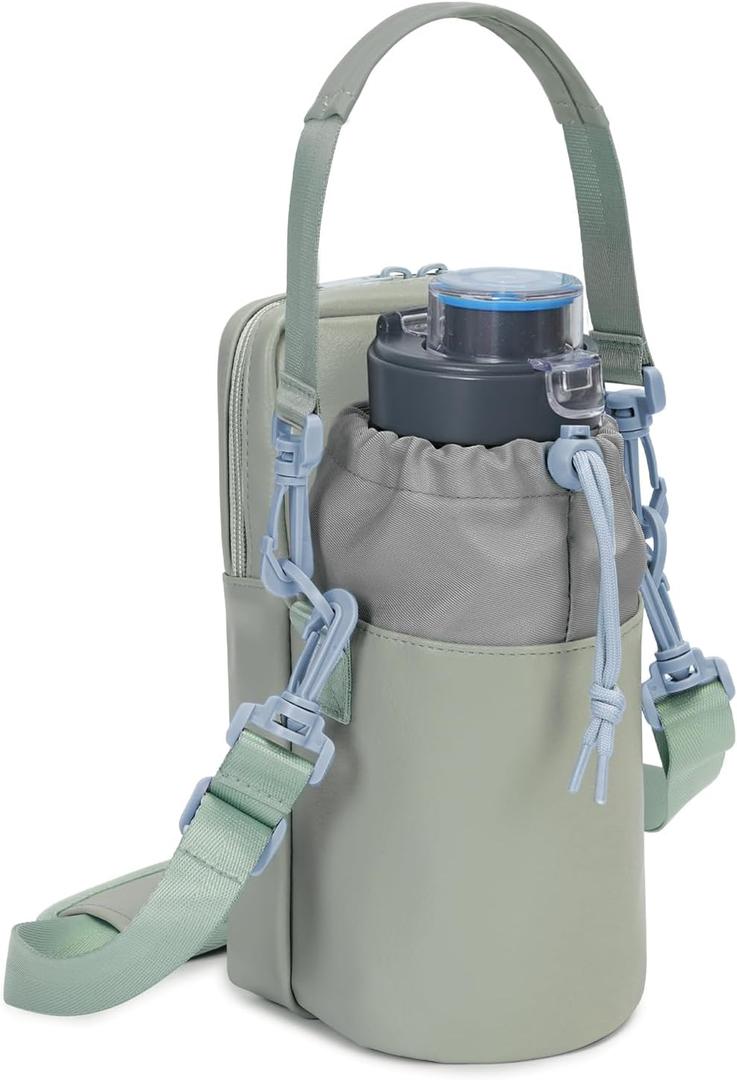 Wandering Nature Water Bottle Holder with Strap 32oz Insulated Water Bottle Carrier Sling Bag with Phone Pocket Water Bottle Pouch for Hiking Walking(Patent Pending)