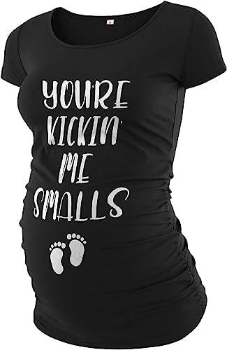 Maternity T-Shirts for Women Short Sleeve Pregnancy Shirts Bump Friendly Tops Maternity Tops Mama Tshirt Pregnancy Essentials 2XL Black