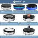 15FT Winter Round Pool Cover with Ratchet Strap Tightener | Easy Installation Pool Covers for Above Ground Pools | Solar Hot Tub Cover Ideal for Hydrophilic and Dustproof for Backyard (BLACK)