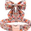 Unique style paws Dog Collar with Tie Adjustable Pink Bowtie Puppy Collars for Small Medium Large Dogs and Cats-L