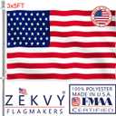 American US Flag 3x5 Outdoor Made in USA - Double Sided Heavy Duty Vivid Color United States Flag with 2 Brass Grommet