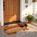 Tinideya Summer Dachshund Door Mat 17 x 28 Inch Funny Hot Dog Dog Welcome Mat for Front Porch, Entrance, Patio, Outdoor Indoor Decor