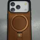 Butaiga for iPhone 17 Pro Leather Case with Stand, Anti-Slip Grip Ring, Fits for MagSafe (Brown, iPhone 17 Pro)