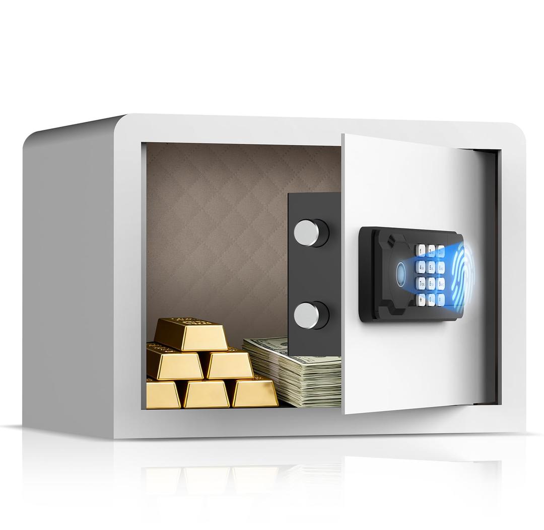 AEGIS Small Biometric Safe with Fingerprint Lock (9.9"D x 13.8"W x 9.9"H), Smart Digital Safe Box with Silent Mode, Backlit Keypad and LED Light for Home Office Dorm