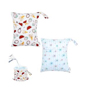 ALVABABY 2pcs Superior Waterproof Wet Dry Bags,Reusable Two Zippered Pockets, baby cloth diaper wet bags,Travel,Beach,Pool,Daycare,Soiled Items,Yoga Gym Bag,wet bag for swimsuit Black&Grey LW-B2629