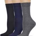 COTTON DAY Women's Soft Combed Cotton Dress Socks Seamless Toe Black White Gray Navy Blue Brown Beige, Size 9-11