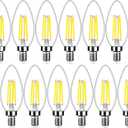 12-Pack Dimmable E12 LED Candelabra Bulbs 40Watt Equivalent, 5000K Daylight White, 450Lumens, 4W B11 Vintage Chandelier Light Bulbs, LED Filament Clear Glass Candle Lamp for Ceiling Fan Home Decor (12 Count (Pack of 1))