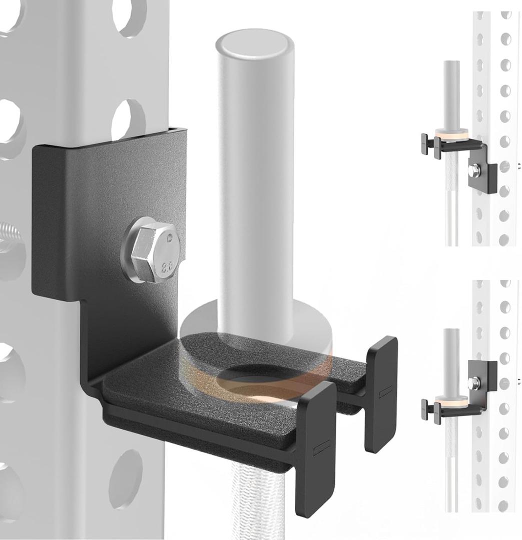 Heavy-Duty Steel Barbell Holder for 3x3 Inch Power Racksb No Drilling Required Fits 5/8-1 Holes with Protective Rubber Padding Space-Saving Gym Storage Rack Secure Organizer for Olympic Bars